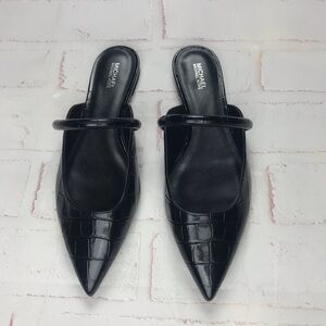 Michael Kors Black Croc-Embossed Women's Mules size: 9M